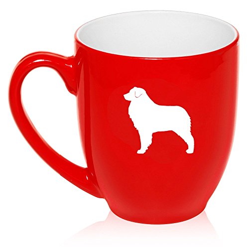 16 oz Large Bistro Mug Ceramic Coffee Tea Glass Cup Australian Shepherd (Red)