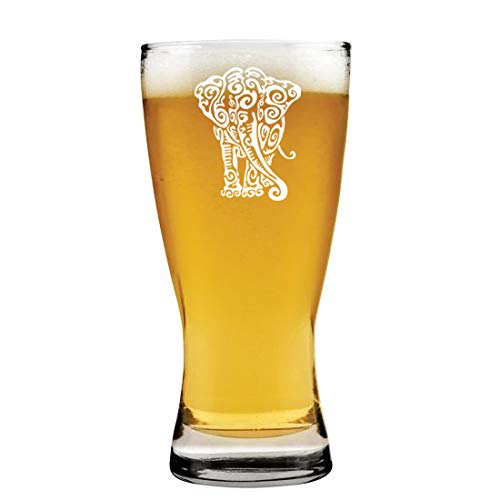 15 oz Beer Pilsner Glass Tribal Elephant