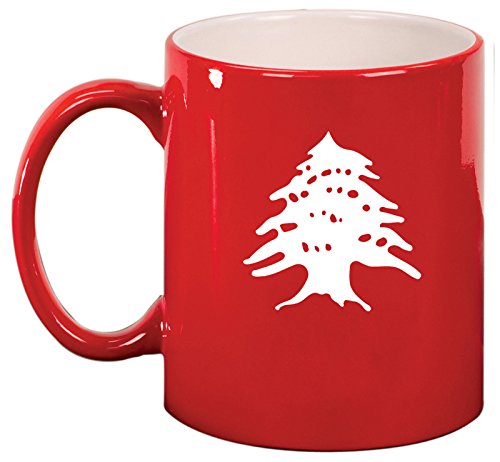 Ceramic Coffee Tea Mug Cup Cedar Tree Lebanon Lebanese (Red)