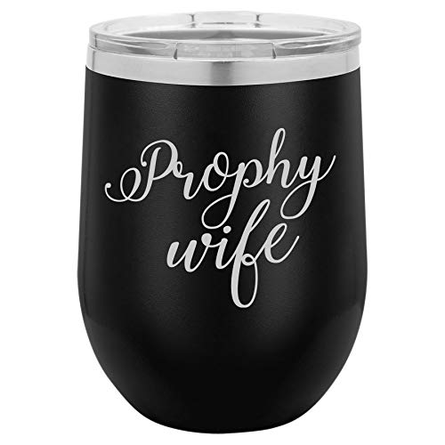 12 oz Double Wall Vacuum Insulated Stainless Steel Stemless Wine Tumbler Glass Coffee Travel Mug With Lid Prophy Wife Dental Hygienist Dentist Assistant RDH (Black)