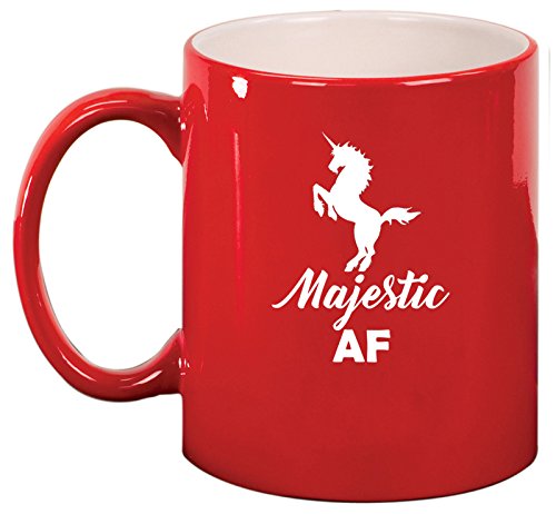 Ceramic Coffee Tea Mug Cup Majestic AF Unicorn (Red)