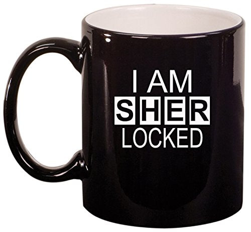 Ceramic Coffee Tea Mug I Am Sherlocked (Black)