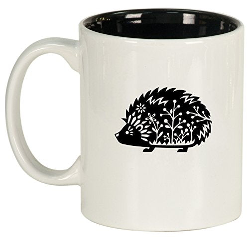 Ceramic Coffee Tea Mug Cup Fancy Hedgehog (White)