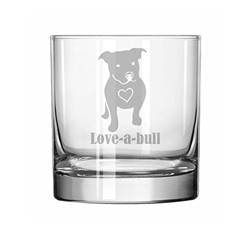 11 oz Rocks Whiskey Highball Glass Love-a-bull Pitbull Love