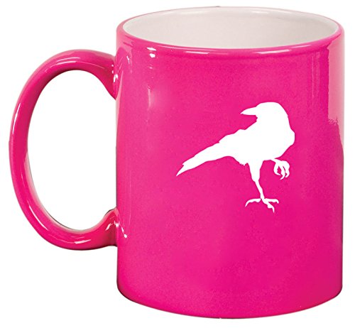 Ceramic Coffee Tea Mug Cup Crow Raven Blackbird (Pink)