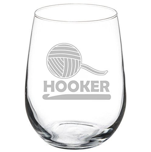 Wine Glass Goblet Funny Crochet Hooker (17 oz Stemless)