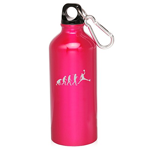 20oz Aluminum Sports Water Bottle Caribiner Clip Evolution Basketball (Hot Pink)