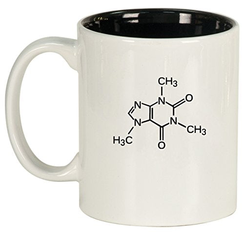 Ceramic Coffee Tea Mug Caffeine Molecule (White)