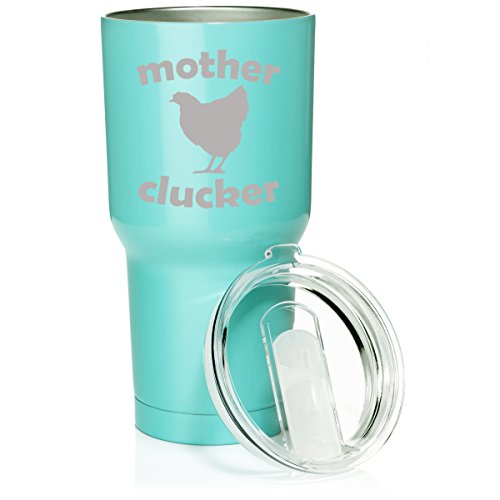 30 oz. Tumbler Stainless Steel Vacuum Insulated Travel Mug Mother Clucker Hen Chicken Funny (Light Blue)