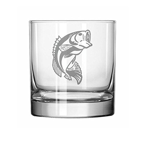 11 oz Rocks Whiskey Highball Glass Bass Fish,MIP