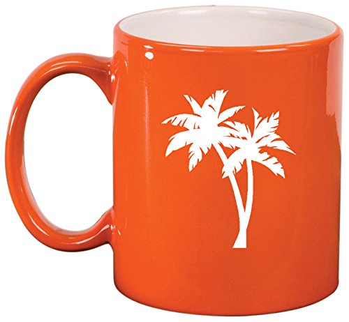 Ceramic Coffee Tea Mug Cup Palm Trees (Orange)