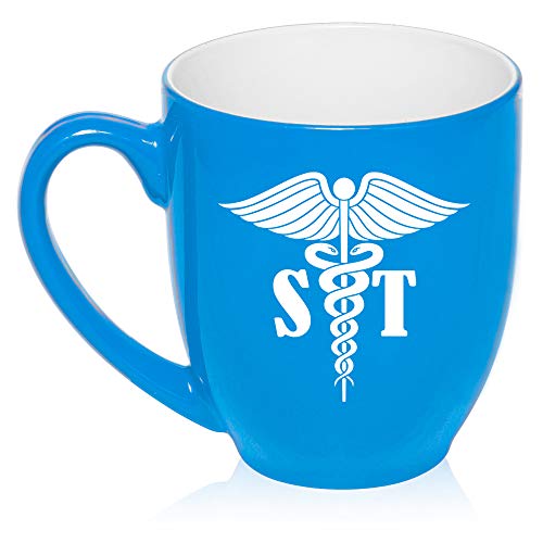 16 oz Large Bistro Mug Ceramic Coffee Tea Glass Cup Speech Therapist (Light-Blue)