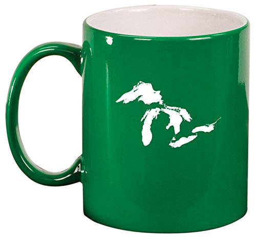 Ceramic Coffee Tea Mug Cup Great Lakes Michigan (Green)