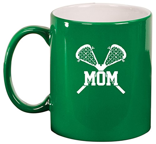 Ceramic Coffee Tea Mug Lacrosse Mom (Green)