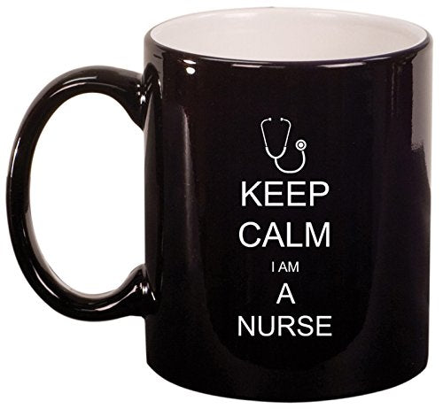 Ceramic Coffee Tea Mug Keep Calm I Am A Nurse (Black)