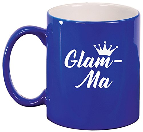 Ceramic Coffee Tea Mug Glam-Ma Mom Mother Grandmother Grandma (Blue)