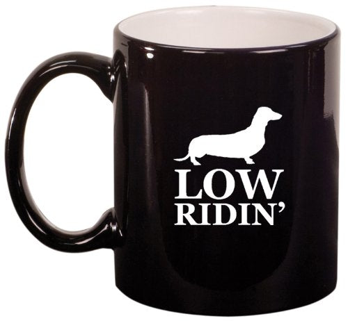 Low Ridin' Dachshund Ceramic Coffee Tea Mug Cup Black