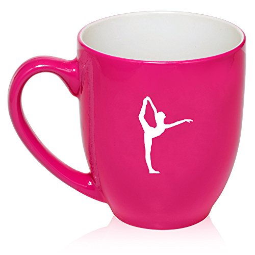 16 oz Large Bistro Mug Ceramic Coffee Tea Glass Cup Dancer Gymnastics (Hot Pink)