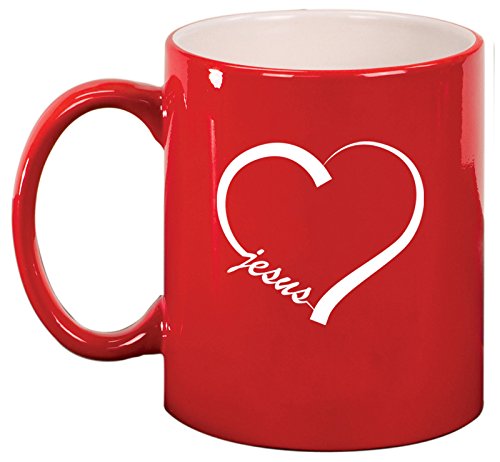 Ceramic Coffee Tea Mug Cup Love Heart Jesus (Red)
