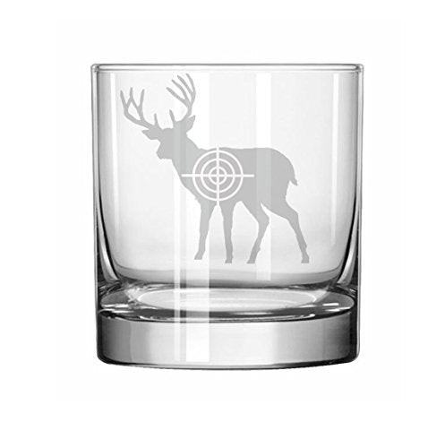 11 oz Rocks Whiskey Highball Glass Deer With Bullseye Hunting