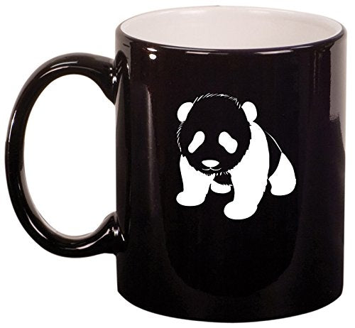 Ceramic Coffee Tea Mug Cup Baby Panda (Black)