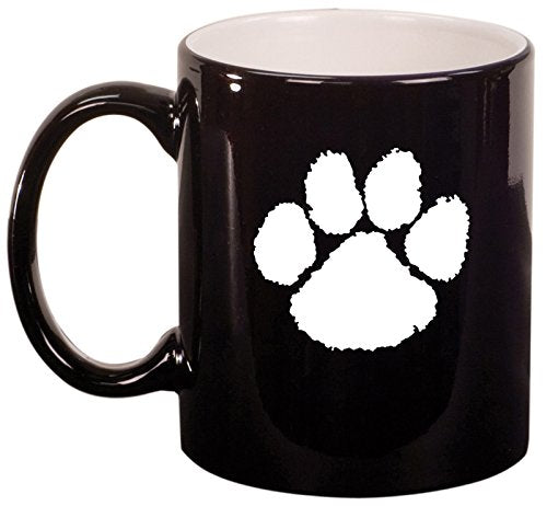 Ceramic Coffee Tea Mug Cup Paw Print (Black)