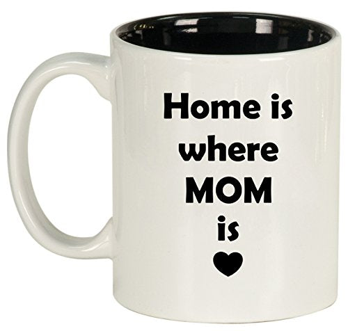 Ceramic Coffee Tea Mug Home Is Where Mom Is (White)