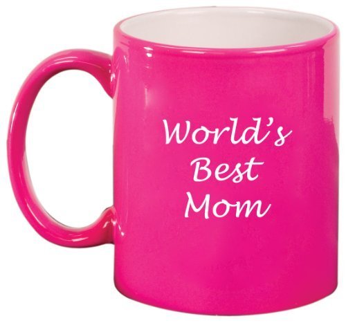 World's Best Mom Ceramic Coffee Tea Mug Cup Hot Pink Gift for Mom