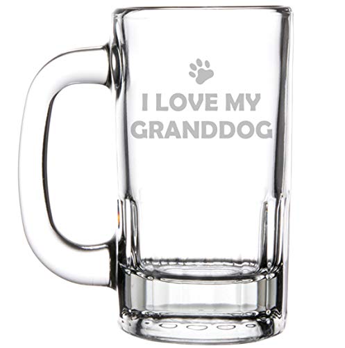 12oz Beer Mug Stein Glass Grandpa Grandma Grandparent Of Dog I Love My Granddog