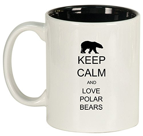 Ceramic Coffee Tea Mug Keep Calm and Love Polar Bears (White)