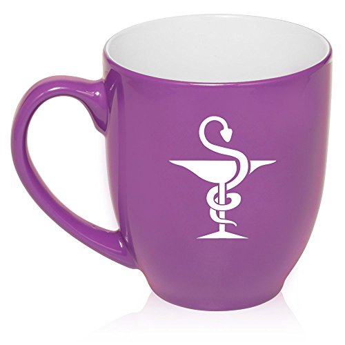 16 oz Large Bistro Mug Ceramic Coffee Tea Glass Cup Pharmacist Pharmacy (Purple)