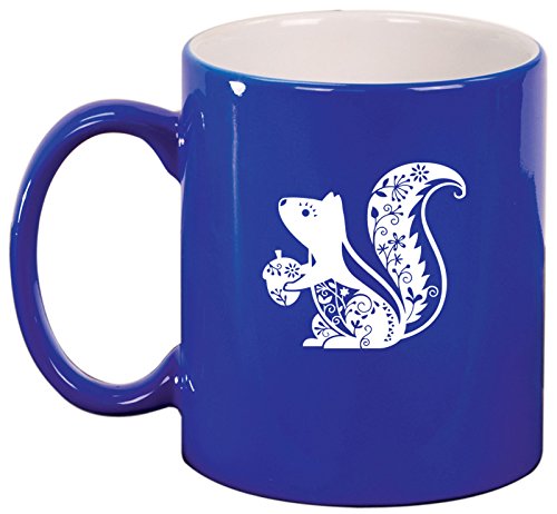 Ceramic Coffee Tea Mug Cup Fancy Squirrel (Blue)