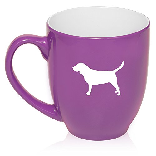 16 oz Large Bistro Mug Ceramic Coffee Tea Glass Cup Beagle (Purple)