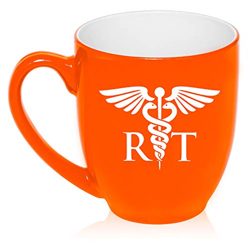 16 oz Large Bistro Mug Ceramic Coffee Tea Glass Cup RT Rad Tech Radiologic Technologist (Orange)