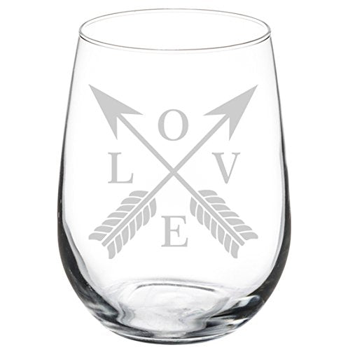 Wine Glass Goblet LOVE Arrows (17 oz Stemless)