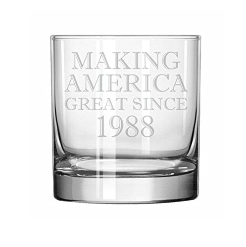 11 oz Rocks Whiskey Highball Glass Making America Great Since 1988 30th Birthday