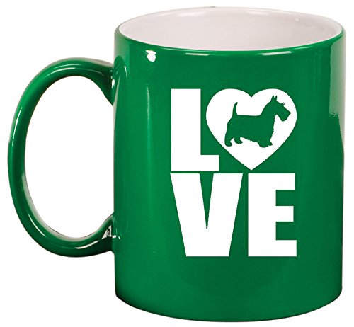 Ceramic Coffee Tea Mug Cup LOVE Scottie (Green)