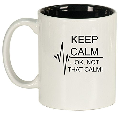 Keep Calm Ok Not that Calm Nurse Paramedic Medical EKG Ceramic Coffee Tea Mug Cup (White)