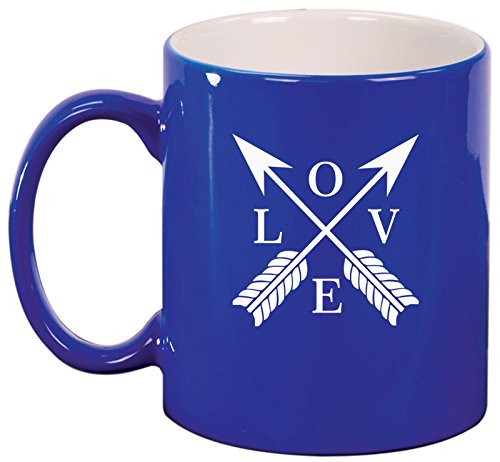 Ceramic Coffee Tea Mug Cup Love Arrows (Blue)