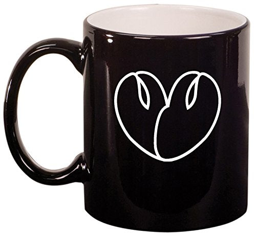 Ceramic Coffee Tea Mug Cup Lobster Love (Black)