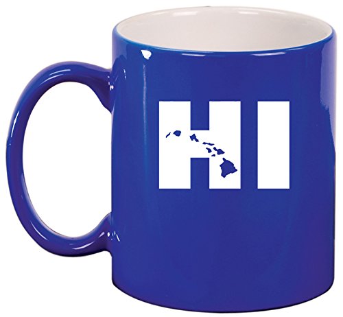 Ceramic Coffee Tea Mug HI Hawaiian Islands (Blue)