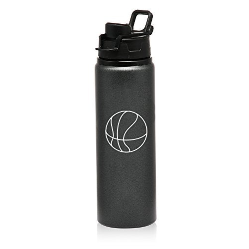 25 oz Aluminum Sports Water Travel Bottle Basketball (Charcoal)