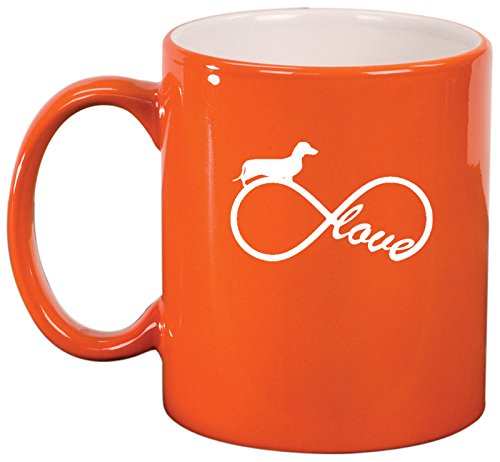 Ceramic Coffee Tea Mug Infinity Love Dachshund (Orange)