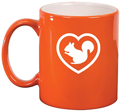 Ceramic Coffee Tea Mug Heart Squirrel (Orange)