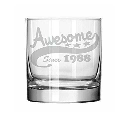 11 oz Rocks Whiskey Highball Glass Funny 30th Birthday Awesome Since 1988