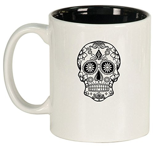 Ceramic Coffee Tea Mug Cup Sugar Candy Skull (White)