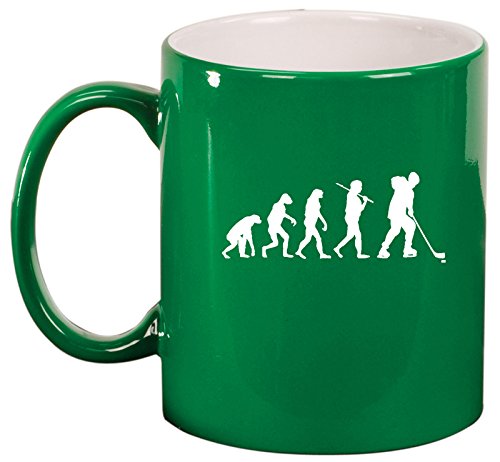Ceramic Coffee Tea Mug Cup Evolution Hockey (Green)