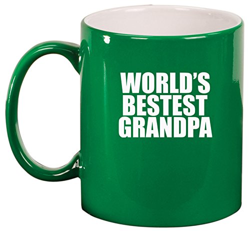 Ceramic Coffee Tea Mug World's Bestest Grandpa (Green)