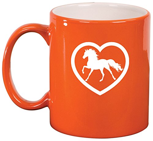 Ceramic Coffee Tea Mug Heart Horse (Orange)