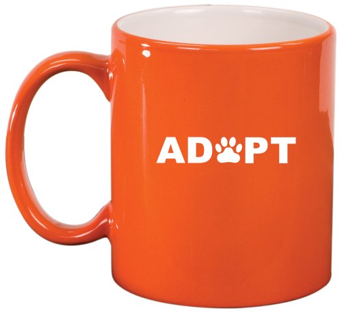 Adopt Paw Print Ceramic Coffee Tea Mug Cup Orange